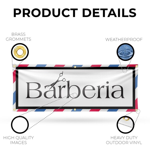 Signmission Barberia, 24 Inch x 72 Inch, Vinyl Banner - B-72-30482