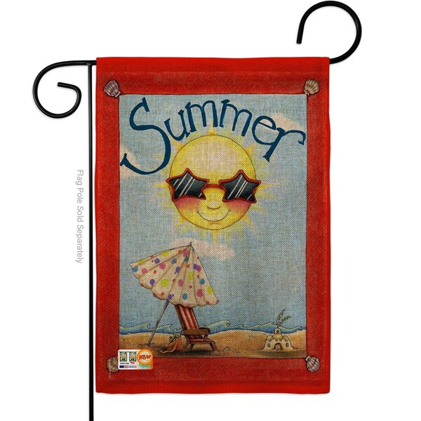 Gardencontrol 13 x 18.5 in. Fun in the Sun Summer Burlap Impressions Decorative Vertical Double Sided Garden Flag - GA1486330