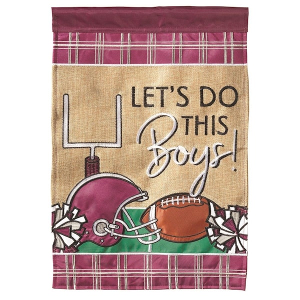 Magnolia Gardens 13 x 18 in Double Applique Football In Ms Maroon  Grey Polyester Garden Flag - M010086