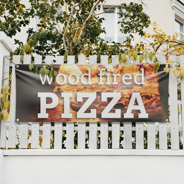 Signmission Wood Fired Pizza, 24 Inch x 72 Inch, Vinyl Banner - B-72-30948