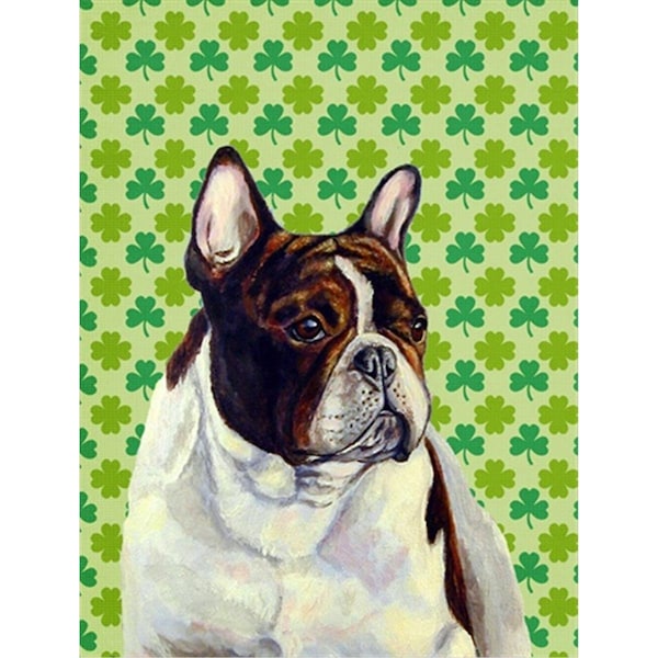 Patioplus French Bulldog St. Patricks Day Shamrock Portrait Flag - Garden Size - PA631158