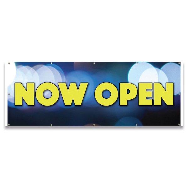 Signmission Now Open Banner Concession Stand Food Truck Single Sided - B-120-30118