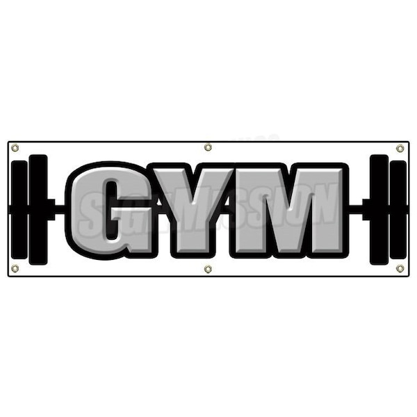 Signmission GYM BANNER SIGN gymnasium workout health club exercise elliptical weights - B-72 GYM