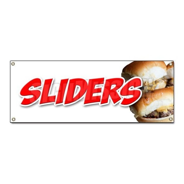 Signmission SLIDERSMINI BURGERS BANNER SIGN charcoal grilled beef cheeseburger eat - B-SLIDERS MINI BURGER