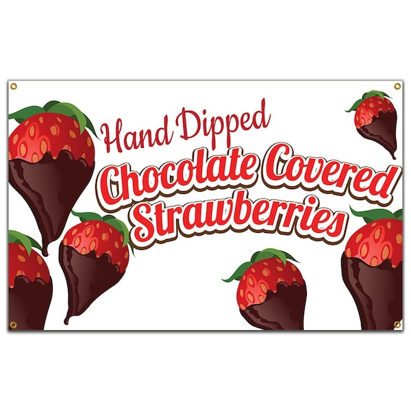 Signmission Chocolate Covered Strawberries Banner Concession Stand Food Truck Single Sided - B-60 CHOCOLATE COVERED STRAWBERRIES19
