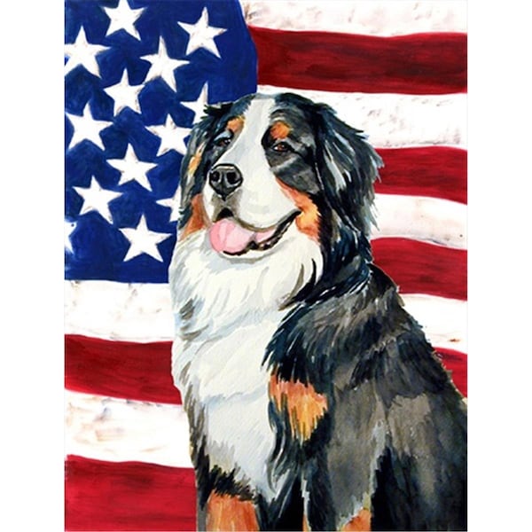 Patioplus 11 x 15 In. Usa American Flag With Bernese Mountain Dog Flag; Garden Size - PA245689