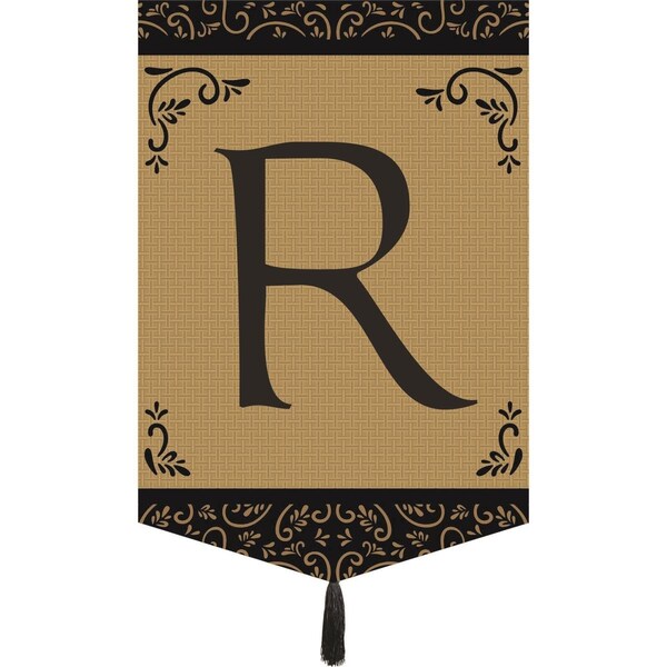 Magnolia Garden Flags Monogram R Tassel Burlap Garden Flag - M030015