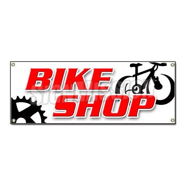 Signmission BIKE SHOP BANNER SIGN bicycle shop repair rental rent scooter cycle helmet shoes - B-BIKE SHOP