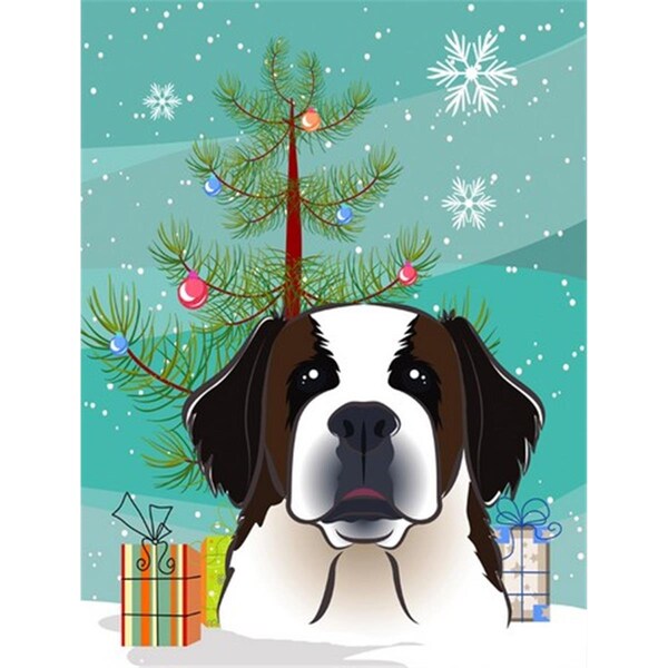 Carolines Treasures Christmas Tree And Saint Bernard Flag Garden Size - BB1618GF
