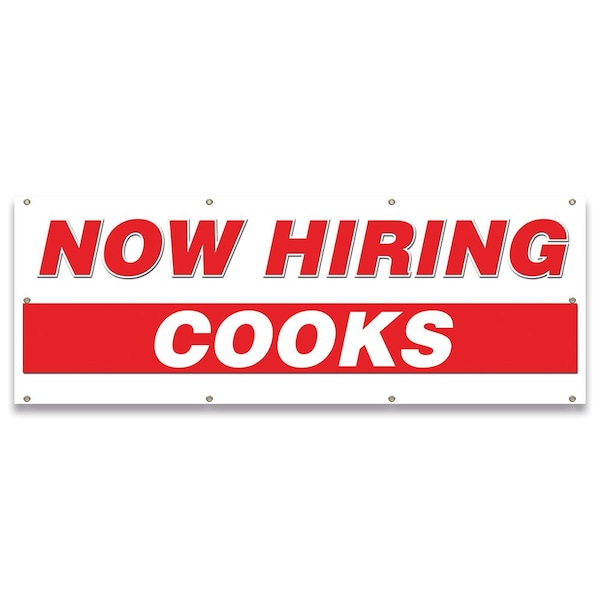 Signmission Now Hiring Cooks Banner Apply Inside Accepting Application Single Sided - B-96-30222