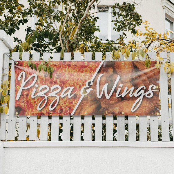 Signmission Pizza and Wings, 48 Inch x 120 Inch, Vinyl Banner - B-120-30804
