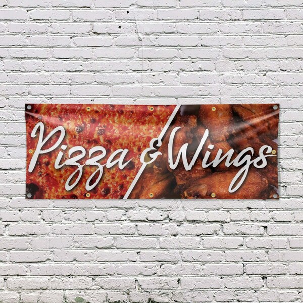Signmission Pizza and Wings, 48 Inch x 120 Inch, Vinyl Banner - B-120-30804