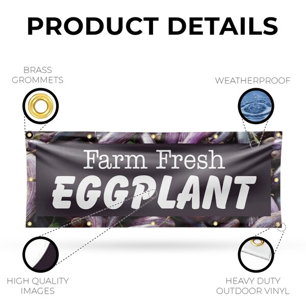 Signmission Farm Fresh Eggplant, 48 Inch x 120 Inch, Vinyl Banner - B-120-30591