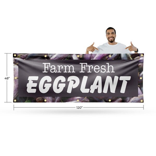 Signmission Farm Fresh Eggplant, 48 Inch x 120 Inch, Vinyl Banner - B-120-30591