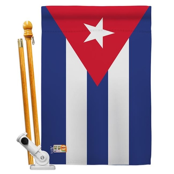 Americana Home & Garden Americana Home & Garden AA-CY-HS-140062-IP-BO-D-US18-AG 28 x 40 in. Cuba Flags of the World Nationality Impressions Decorative Vertical Double Sided House Flag Set & Pole Bracket Hardware Flag Set - HS140062-BO