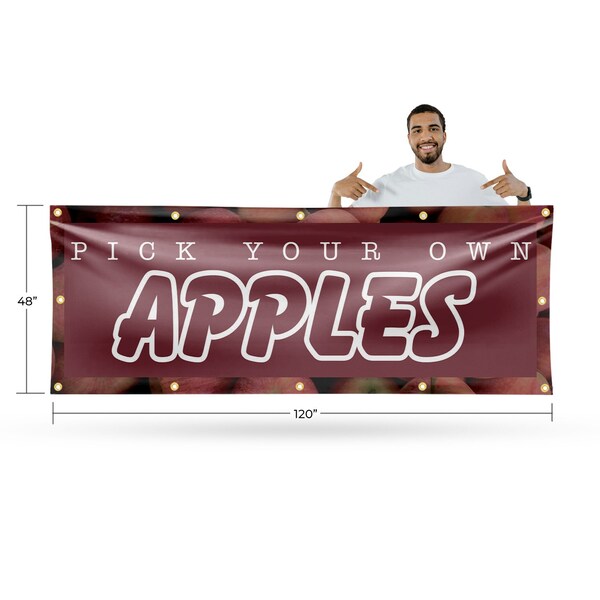 Signmission Pick Your Own Apples, 48 Inch x 120 Inch, Vinyl Banner - B-120-30788