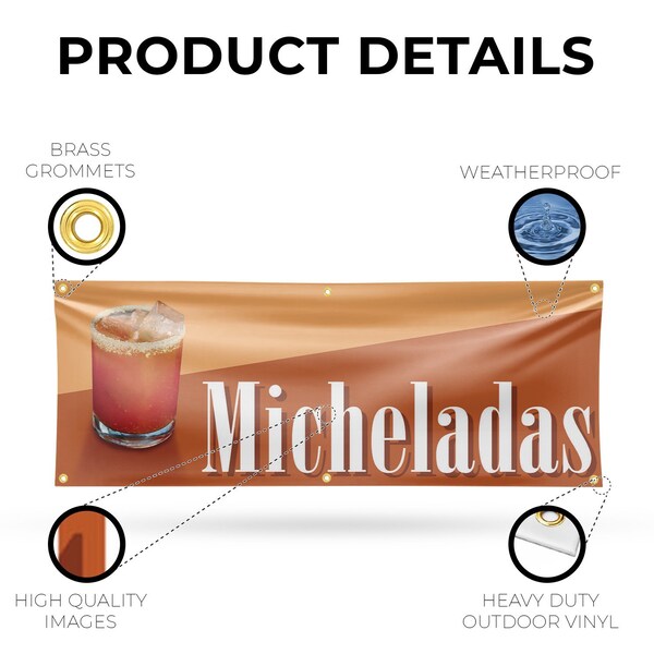 Signmission Micheladas, 24 Inch x 72 Inch, Vinyl Banner - B-72-30739