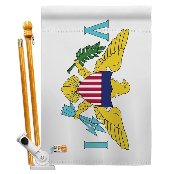 Americana Home & Garden Americana Home & Garden AA-CY-HS-140255-IP-BO-D-US18-AG 28 x 40 in. Virgin Islands Flags of the World Nationality Impressions Decorative Vertical Double Sided House Flag Set & Pole Bracket Hardware Flag Set - HS140255-BO