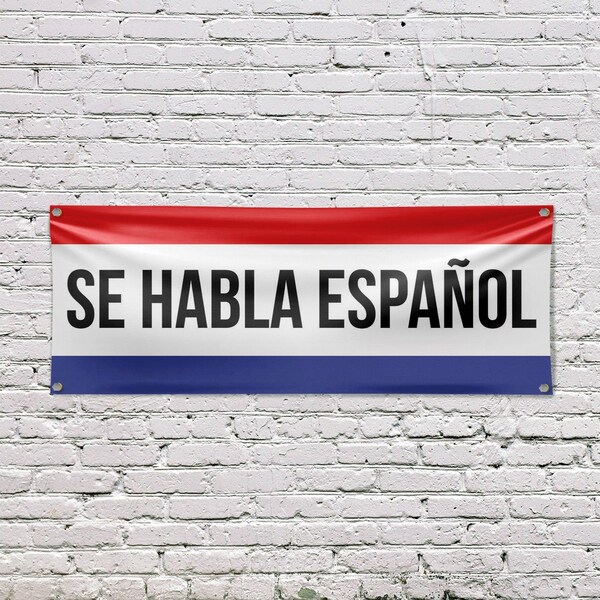 Signmission Se Habla Espanol, 18 Inch x 48 Inch, Vinyl Banner - B-30849
