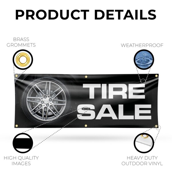 Signmission Tire Sale, 24 Inch x 72 Inch, Vinyl Banner - B-72-30891