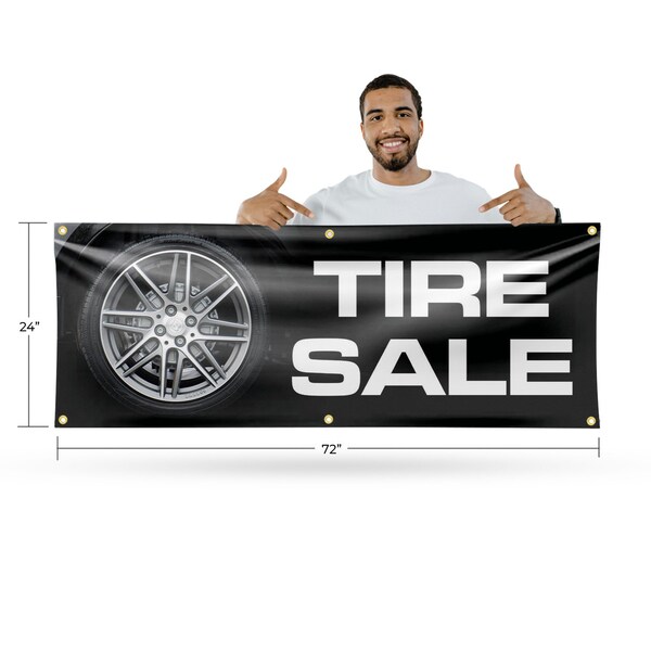 Signmission Tire Sale, 24 Inch x 72 Inch, Vinyl Banner - B-72-30891