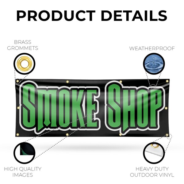 Signmission Smoke Shop, 36 Inch x 96 Inch, Vinyl Banner - B-96-30860