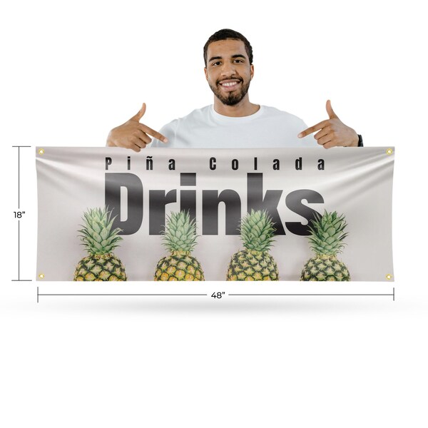 Signmission Pina Colada Drinks, 18 Inch x 48 Inch, Vinyl Banner - B-30803