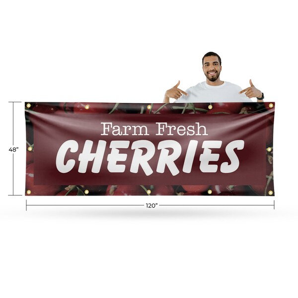 Signmission Farm Fresh Cherries, 48 Inch x 120 Inch, Vinyl Banner - B-120-30587