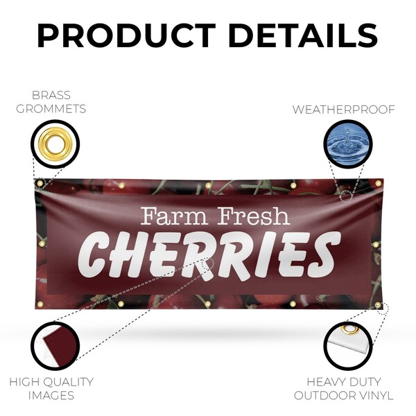 Signmission Farm Fresh Cherries, 48 Inch x 120 Inch, Vinyl Banner - B-120-30587