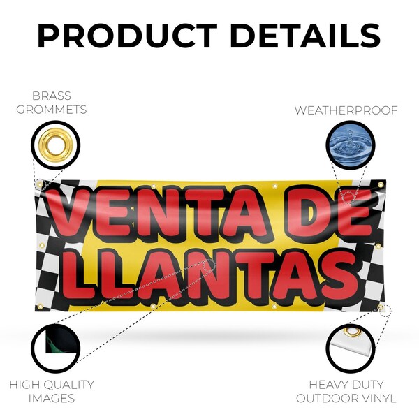 Signmission Venta de Llantas, 36 Inch x 96 Inch, Vinyl Banner - B-96-30914