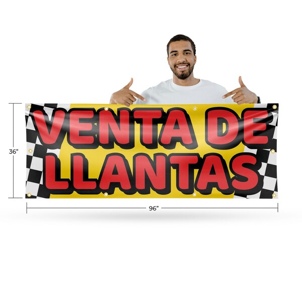 Signmission Venta de Llantas, 36 Inch x 96 Inch, Vinyl Banner - B-96-30914