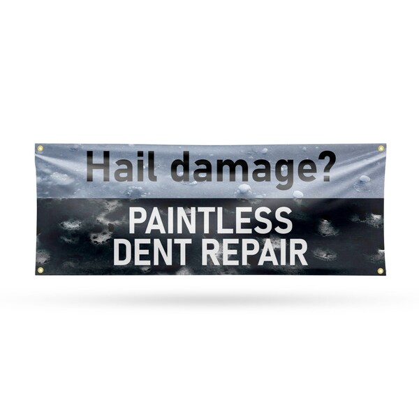 Signmission Hail Damage Paintless Dent Repair, 18 Inch x 48 Inch, Vinyl Banner - B-30686
