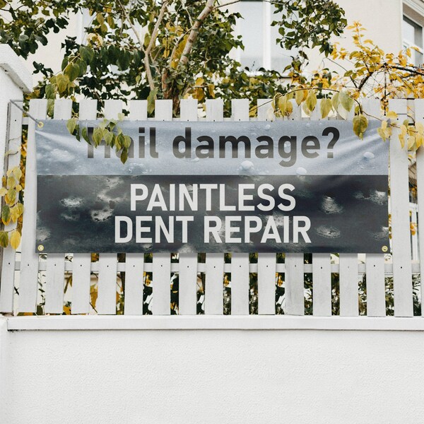 Signmission Hail Damage Paintless Dent Repair, 18 Inch x 48 Inch, Vinyl Banner - B-30686