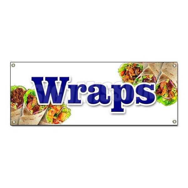 Signmission WRAPS BANNER SIGN panini breakfast dinner lunch sandwich chicken food - B-WRAPS