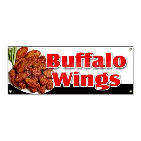 Signmission BUFFALO WINGS BANNER SIGN hot wings spicy bone wing sauce buffalo deep fried - B-BUFFALO WINGS