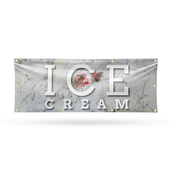 Signmission Ice Cream, 36 Inch x 96 Inch, Vinyl Banner - B-96-30702