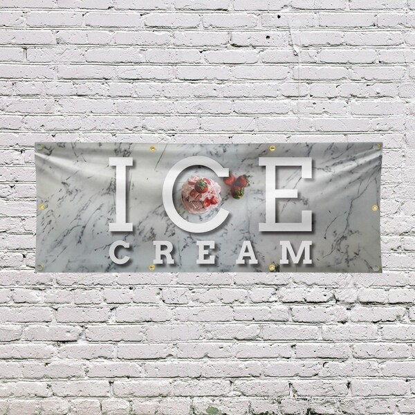 Signmission Ice Cream, 36 Inch x 96 Inch, Vinyl Banner - B-96-30702