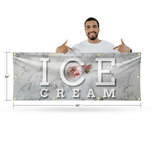 Signmission Ice Cream, 36 Inch x 96 Inch, Vinyl Banner - B-96-30702