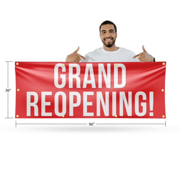 Signmission Grand Reopening, 36 Inch x 96 Inch, Vinyl Banner - B-96-30678