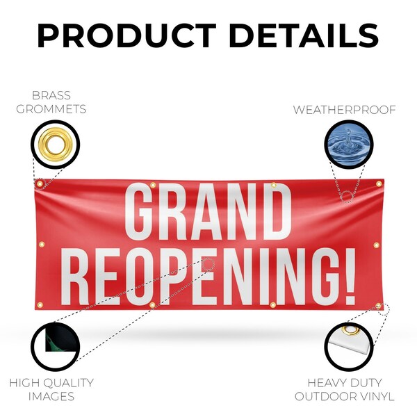 Signmission Grand Reopening, 36 Inch x 96 Inch, Vinyl Banner - B-96-30678