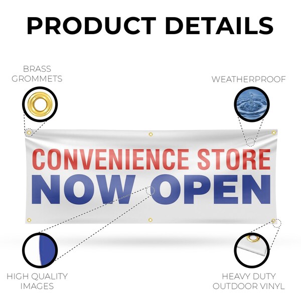 Signmission Convenience Store Now Open, 24 Inch x 72 Inch, Vinyl Banner - B-72-30528