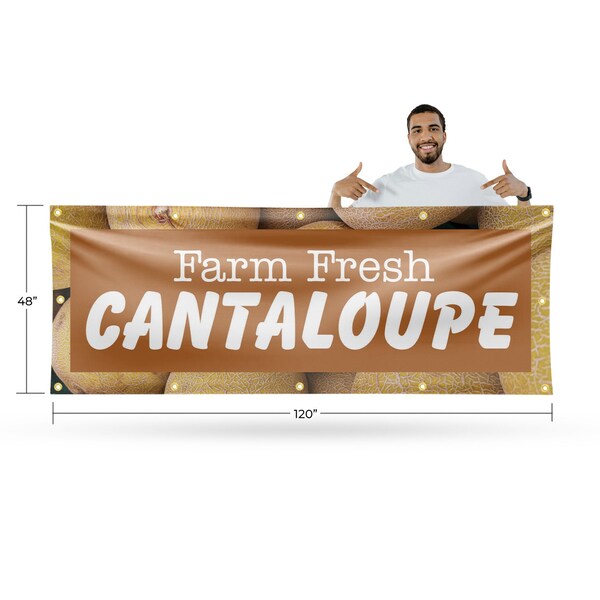 Signmission Farm Fresh Cantaloupe, 48 Inch x 120 Inch, Vinyl Banner - B-120-30584
