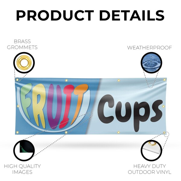 Signmission Fruit Cups, 36 Inch x 96 Inch, Vinyl Banner - B-96-30663