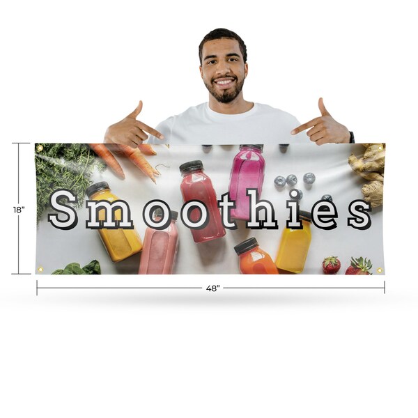 Signmission Smoothies, 18 Inch x 48 Inch, Vinyl Banner - B-30863