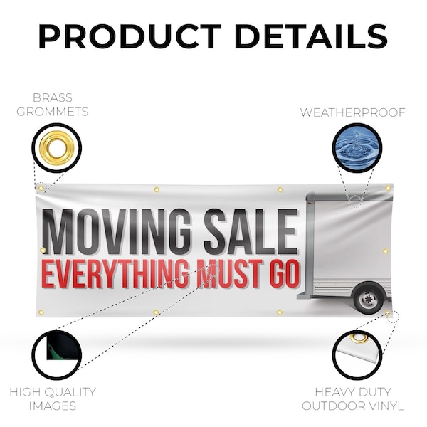 Signmission Moving Sale Everything Must Go, 36 Inch x 96 Inch, Vinyl Banner - B-96-30743
