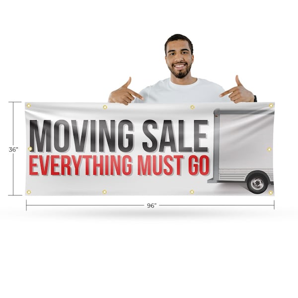 Signmission Moving Sale Everything Must Go, 36 Inch x 96 Inch, Vinyl Banner - B-96-30743