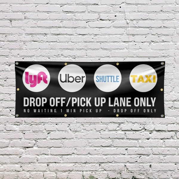 Signmission Drop Off Pick Up Lane Only, 36 Inch x 96 Inch, Vinyl Banner - B-96-30550