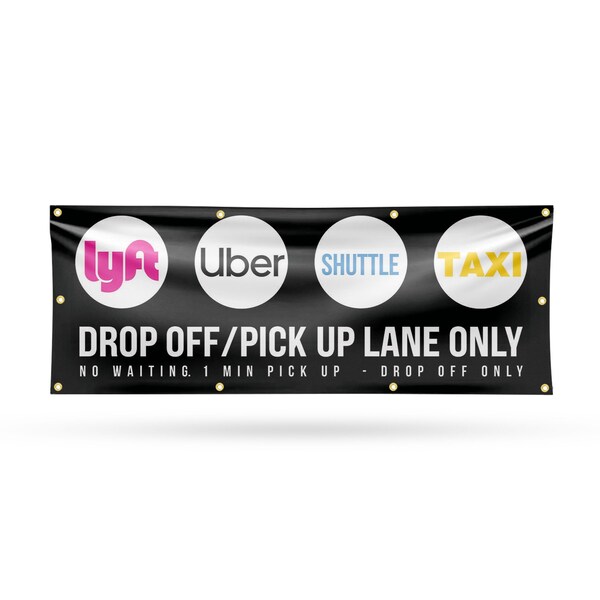 Signmission Drop Off Pick Up Lane Only, 36 Inch x 96 Inch, Vinyl Banner - B-96-30550