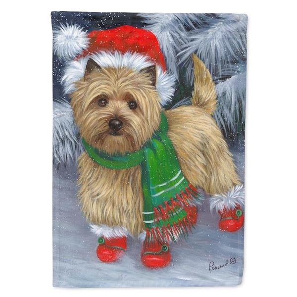 Patioplus 28 x 0.01 x 40 in. Cairn Terrier Christmas Red Boots Canvas House Flag - PA2102693