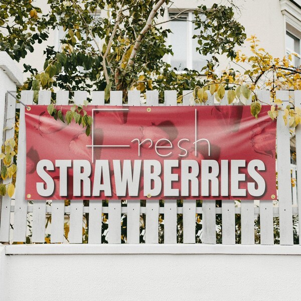 Signmission Fresh Strawberries, 24 Inch x 72 Inch, Vinyl Banner - B-72-30659